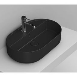 Ceramica Dolomite Noemi umywalka 65x40 cm owalna nablatowa czarna matowa D312081