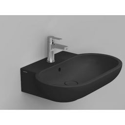Ceramica Dolomite Mirto umywalka 65x46 cm owalna ścienna czarna matowa D461181