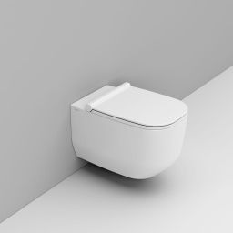 Zestaw Ceramica Dolomite Alba miska WC wisząca bez kołnierza z  deską sedesową wolnoopadająca białą (D502501, S503301)
