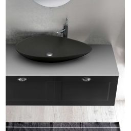 CeraStyle Olive umywalka 75 cm nablatowa asymetryczna antracyt mat 071309-97
