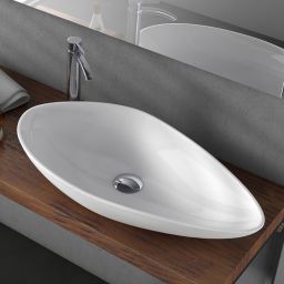 CeraStyle Olive umywalka 75 cm nablatowa asymetryczna biała 071300