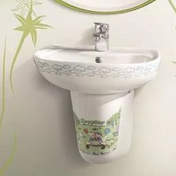 CeraStyle Happy półpostument do umywalki biały w dziecięce wzory 016800-61