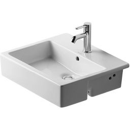 Duravit Vero umywalka 55x47 cm półblatowa prostokątna biała 0314550000