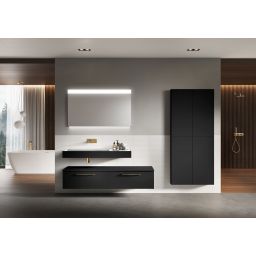 Elita Level umywalka 120,5x45,5 cm prostokątna ścienna lewa biała/czarny mat RE041461236030