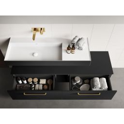 Elita Level umywalka 120,5x45,5 cm prostokątna ścienna lewa biała/czarny mat RE041461236030