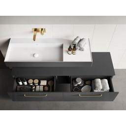 Elita Level umywalka 120,5x45,5 cm prostokątna ścienna lewa white/antracit matt RE041461236180