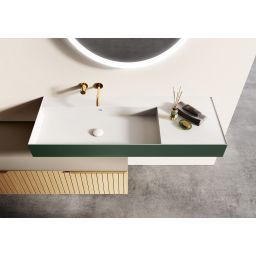 Elita Level umywalka 120,5x45,5 cm prostokątna ścienna lewa white/forest green mat RE041461236200