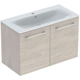 Geberit Selnova Square Slim umywalka z szafką 100 cm zestaw meblowy orzech włoski hickory jasny 501.263.00.1