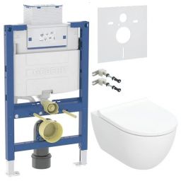 Geberit Acanto miska WC z deską wolnoopadającą ze stelażem podtynkowym wspornikami i uszczelką wygłuszającą (502774001, 111003002,111815001,156050001)