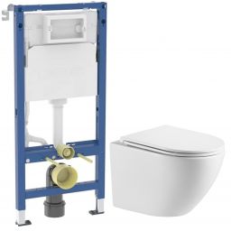 Zestaw Geberit Duofix Delta stelaż podtynkowy z miską WC Omnires Ottawa i deską wolnoopadającą biały (111170002, OTTAWAMWBP)