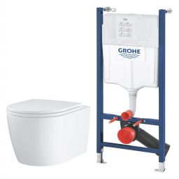 Zestaw Grohe Solido stelaż podtynkowy do WC z miską wiszącą Grohe Start Round i deską wolnoopadającą biały (38971000, 103848SH00)