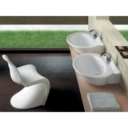 Hatria Sculture umywalka 77x58,5 cm ścienna/nablatowa półokrągła biała YR3701