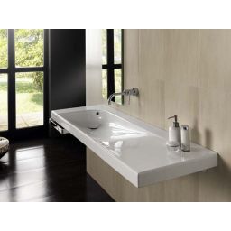 Hatria Grandangolo umywalka 150x50 cm prostokątna ścienna biała 00YXF301