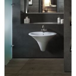 Hatria Sculture umywalka 77x58,5 cm ścienna/nablatowa półokrągła biała YR3701