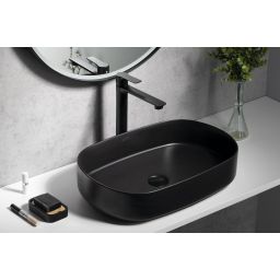 Isvea Infinity Oval umywalka 55x36 cm nablatowa owalna czarny mat 10NF65055-2N