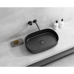 Isvea Infinity Oval umywalka 55x36 cm nablatowa owalna czarny mat 10NF65055-2N