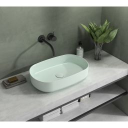 Isvea Infinity umywalka 55x36 cm owalna nablatowa zielona 10NF65055-2T