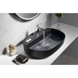 Isvea Infinity umywalka 60x40 cm owalna nablatowa czarna 10NF65060-2N