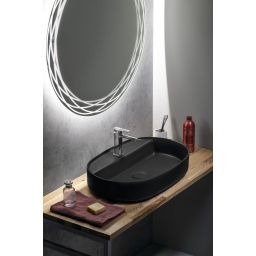 Isvea Infinity umywalka 60x40 cm owalna nablatowa czarna 10NF65060-2N