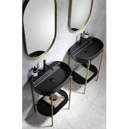 Isvea Infinity umywalka 60x40 cm owalna nablatowa czarna 10NF65060-2N