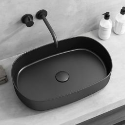 Isvea Infinity Oval umywalka 55x36 cm nablatowa owalna czarny mat 10NF65055-2N