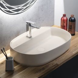 Isvea Infinity umywalka 60x40 cm owalna nablatowa brąz/beż 10NF65060-2K
