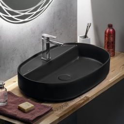 Isvea Infinity umywalka 60x40 cm owalna nablatowa czarna 10NF65060-2N