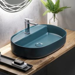 Isvea Infinity umywalka 60x40 cm owalna nablatowa niebieska 10NF65060-2P