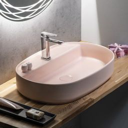 Isvea Infinity umywalka 60x40 cm owalna nablatowa różowa 10NF65060-2S