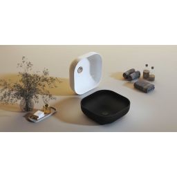 Kronenbach Cube Black Edition umywalka 42x42 cm kwadratowa nablatowa czarny mat KB144500BK