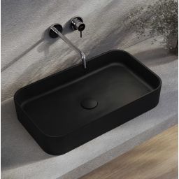 Kronenbach Cube Black Edition umywalka 60,5x35 cm prostokątna nablatowa czarny mat KB144630BK