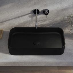 Kronenbach Cube Black Edition umywalka 60,5x35 cm prostokątna nablatowa czarny mat KB144630BK