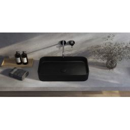 Kronenbach Cube Black Edition umywalka 60,5x35 cm prostokątna nablatowa czarny mat KB144630BK