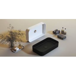 Kronenbach Cube Black Edition umywalka 60,5x35 cm prostokątna nablatowa czarny mat KB144630BK