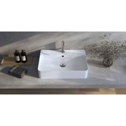 Kronenbach Cube umywalka 60x42 cm prostokątna nablatowa biała KB733400CU