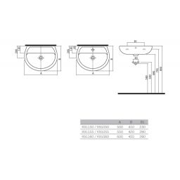 Koło Rekord umywalka 55x42 cm półokrągła biała K91155000