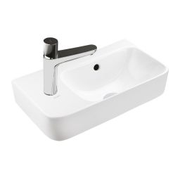 Ksuro 107 umywalka 45x26 cm nablatowa prostokątna lewa biała 21003000