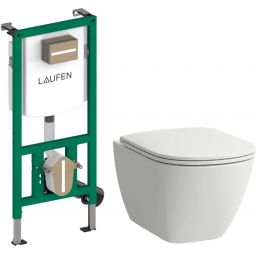 Laufen Lua miska WC z deską wolnoopadającą i stelażem podtynkowym (H8660820000001,H9201140000001)