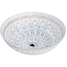 LaVita Folklor umywalka 40x40 cm okrągła nablatowa biała/niebieska