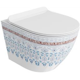 LaVita Sofi Slim miska WC z deską wolnoopadającą wisząca bez kołnierza biały-multikolor połysk 5900378335412