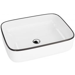 LaVita Galera Black Line umywalka 50,5x40 cm nablatowa prostokątna biały połysk/czarny