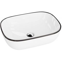 LaVita Costa Black Line umywalka 46x32,5 cm nablatowa prostokątna biały/czarny