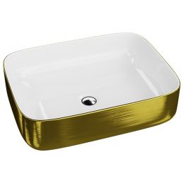 LaVita Galera umywalka 50,5x40 cm prostokątna nablatowa biała-złota