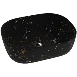 LaVita Fuego umywalka 50x38,5 cm nablatowa prostokątna czarny mat