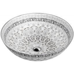 LaVita Rosa umywalka 40x40 cm okrągła nablatowa biała-czarna-szary/kamień