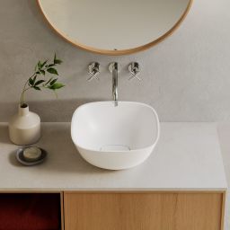 Lavaberg Hav umywalka 40x40 cm kwadratowa nablatowa biały mat 663129041033