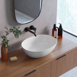 Lavaberg Skinn umywalka 47x36 cm owalna nablatowa biały mat 663130051033