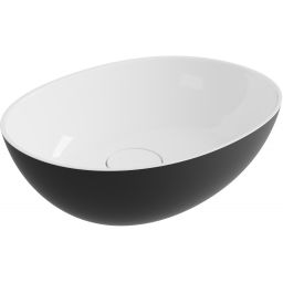 Lavaberg Skinn umywalka 47x36 cm owalna nablatowa biała/czarna połysk 663130051094