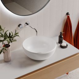 Lavaberg Freya umywalka 38x38 cm okrągła nablatowa biały mat 663131040033