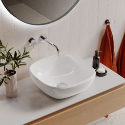 Lavaberg Freya umywalka 42x42 cm kwadratowa nablatowa biały połysk 663132040003